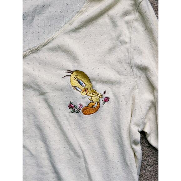 Vintage Warner Bros Looney Tunes Tweety Bird Long Sleeve 2X Yellow Retro 90s - Picture 5 of 5